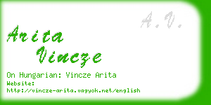 arita vincze business card